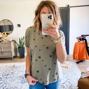 Olive Distressed Star tee MEDIUM